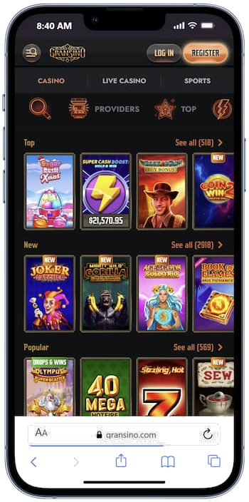 Gransino Casino Mobile Experience
